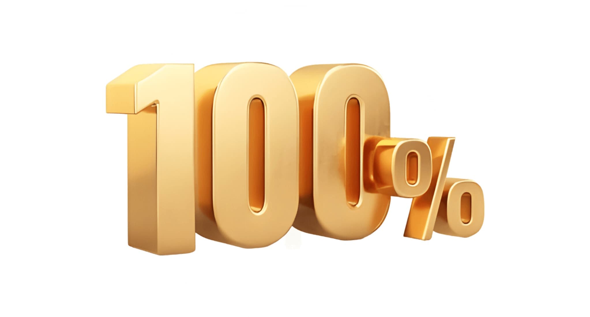 A golden 100% sign with a burst effect, symbolizing a generous bonus offer for forex trading.